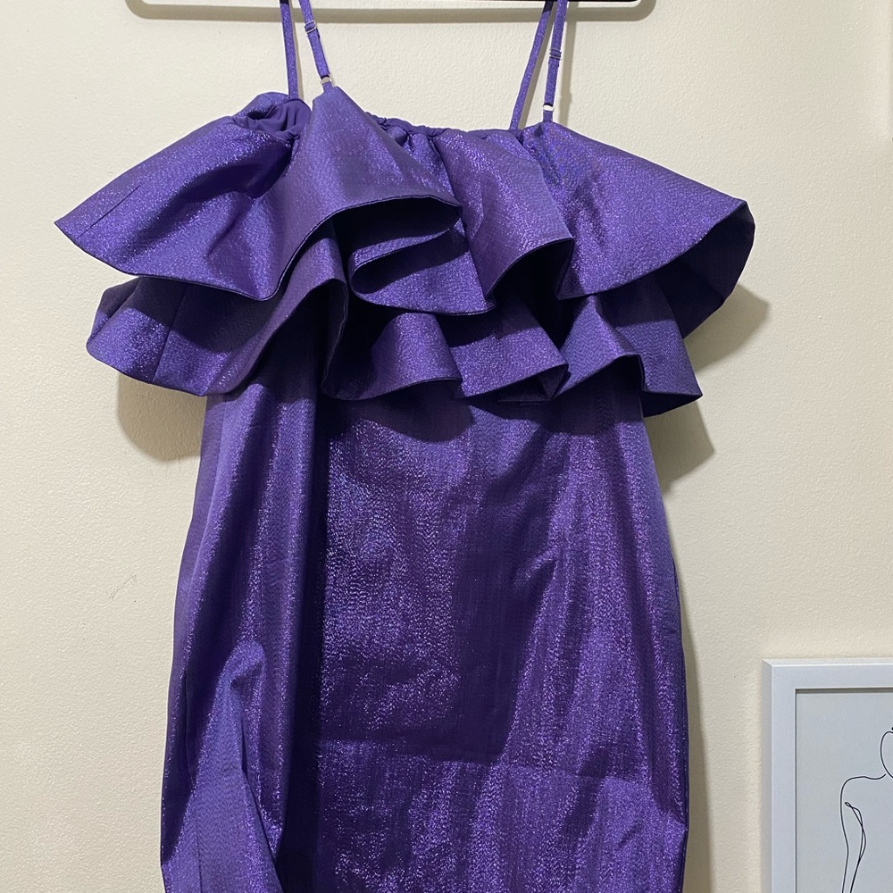 Zara Purple Ruffle Mini Dress - Picture 2 of 8